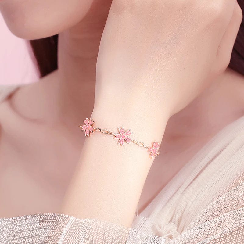 OEM&ODM Lucky Jewelry Simple Korean Women's Crystal Flower Bracelet Clover Sterling Silver Bracelet Bangle