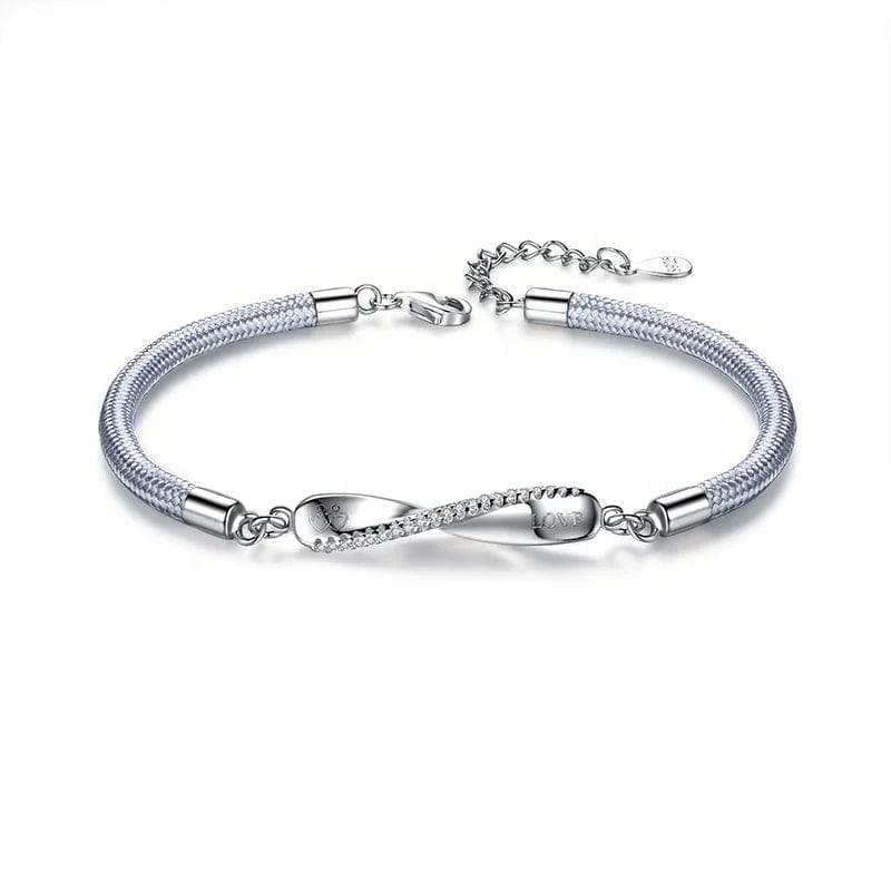 OEM&ODM New Fashion Adjustable Braided Rope 925 Sterling Silver Infinity Bracelet