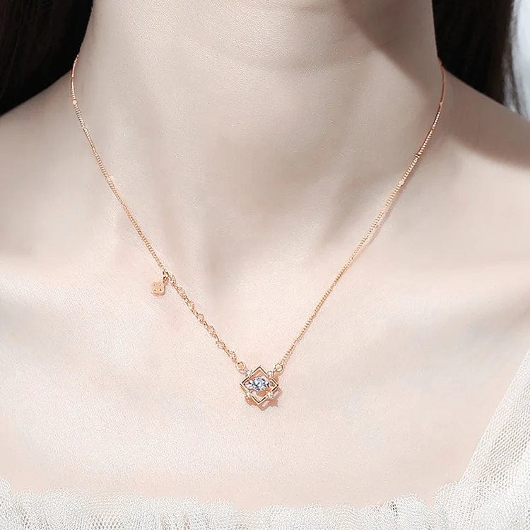 OEM&ODM Square Woman Fashion Jewelry Necklace Sparkly Necklace Sterling Silver 925 Jewellery Necklace Set