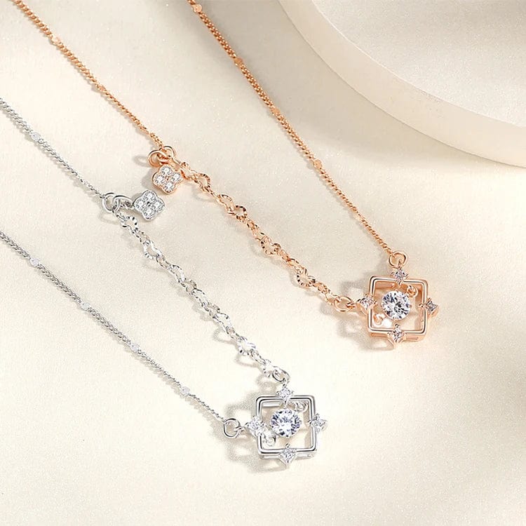 OEM&ODM Square Woman Fashion Jewelry Necklace Sparkly Necklace Sterling Silver 925 Jewellery Necklace Set