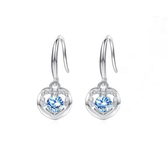 OEM&ODM  Vana Jewelry Crocheted Earrings Dancing Heartbeat Blue Cubic Zirconia Stud Earring
