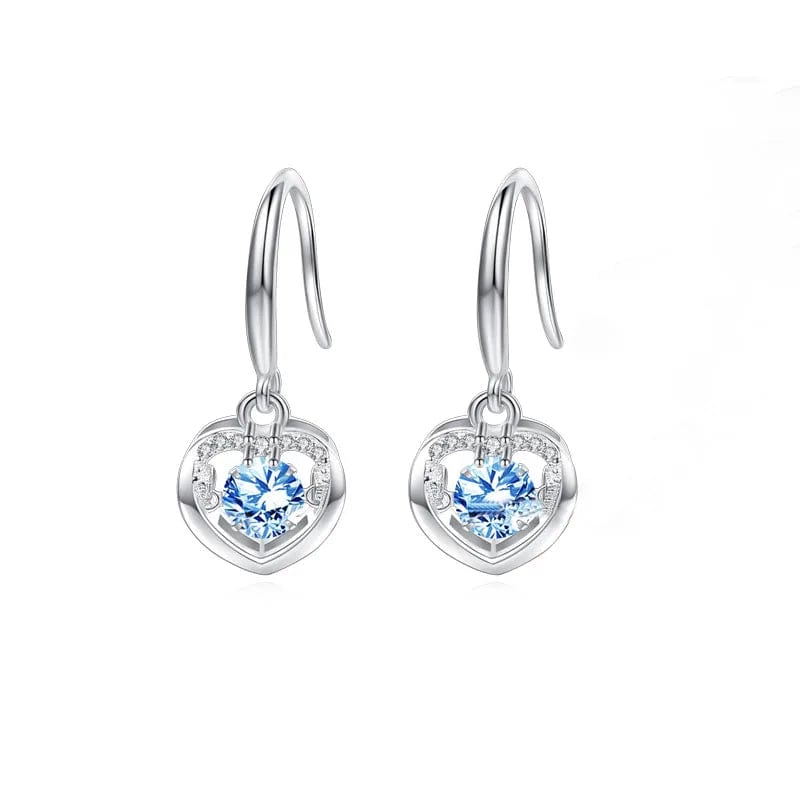 OEM&ODM  Vana Jewelry Crocheted Earrings Dancing Heartbeat Blue Cubic Zirconia Stud Earring