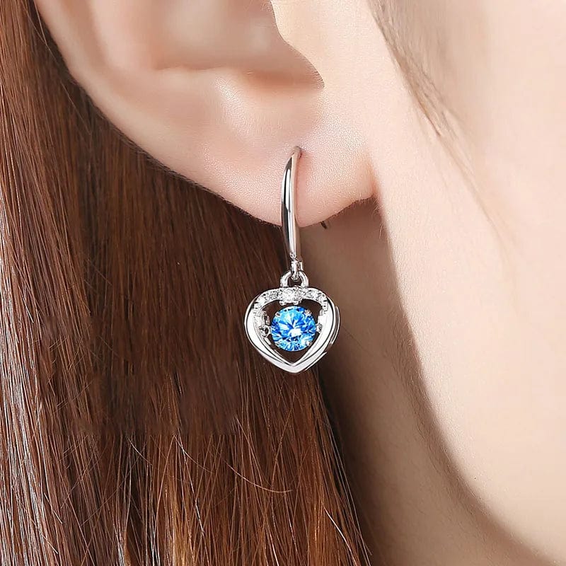 OEM&ODM  Vana Jewelry Crocheted Earrings Dancing Heartbeat Blue Cubic Zirconia Stud Earring