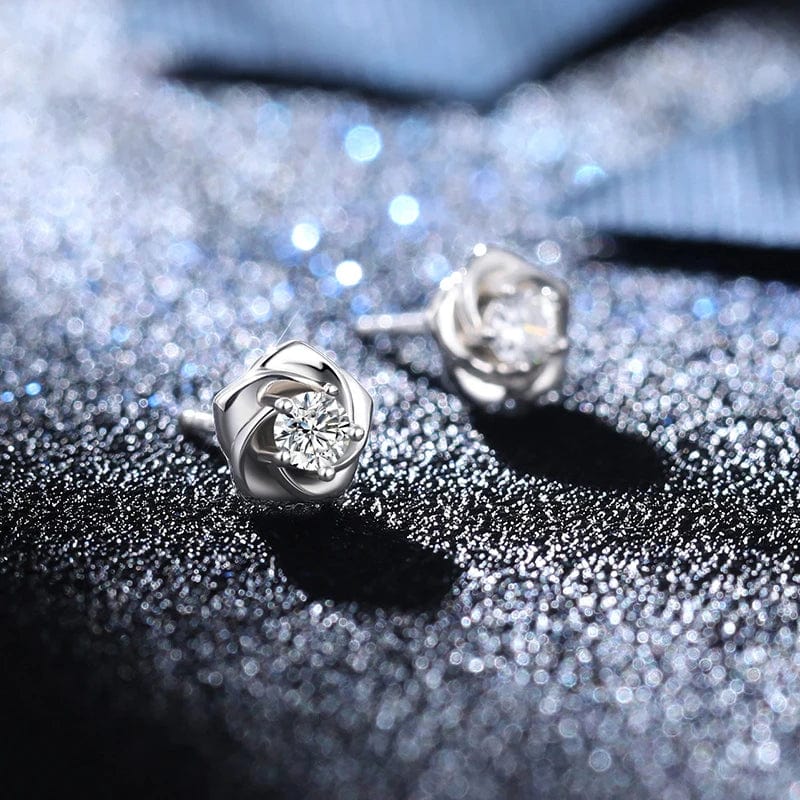 OEM&ODM Vana Shiny Jewelry Rose Flower Gold Plated Earrings 925 Silver Stud Earrings Girls Everyday Wear