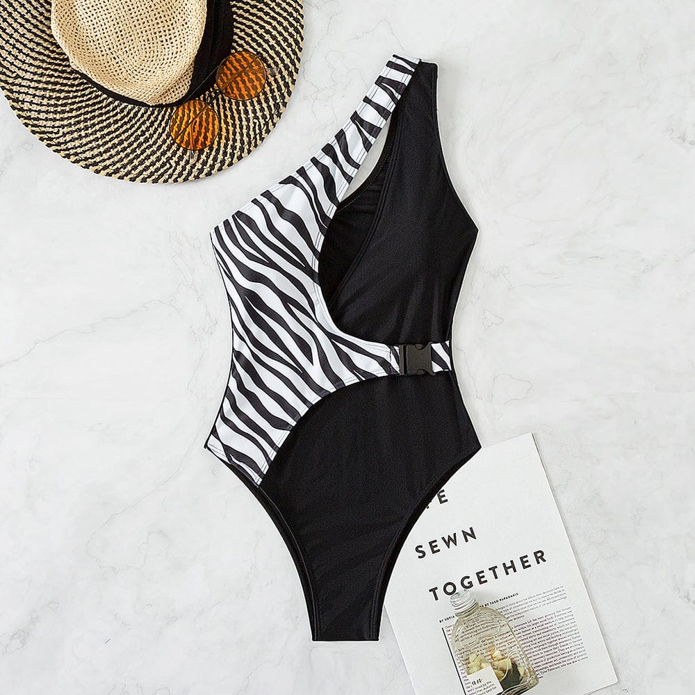 OEM Service Custom Sexy Zebra Print Monokini Simple One Piece Swimsuit High Quality Swimwear 2023 Bathing Suits Beachwear Bather