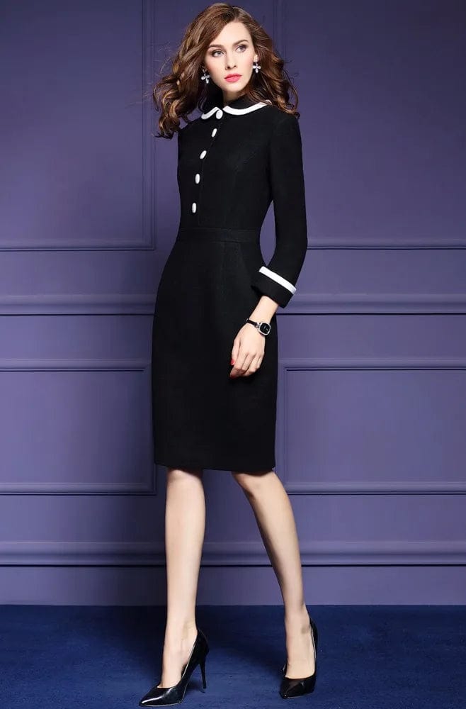 OEM service supply wholesale type China factory black vestidos casual A line women office dress