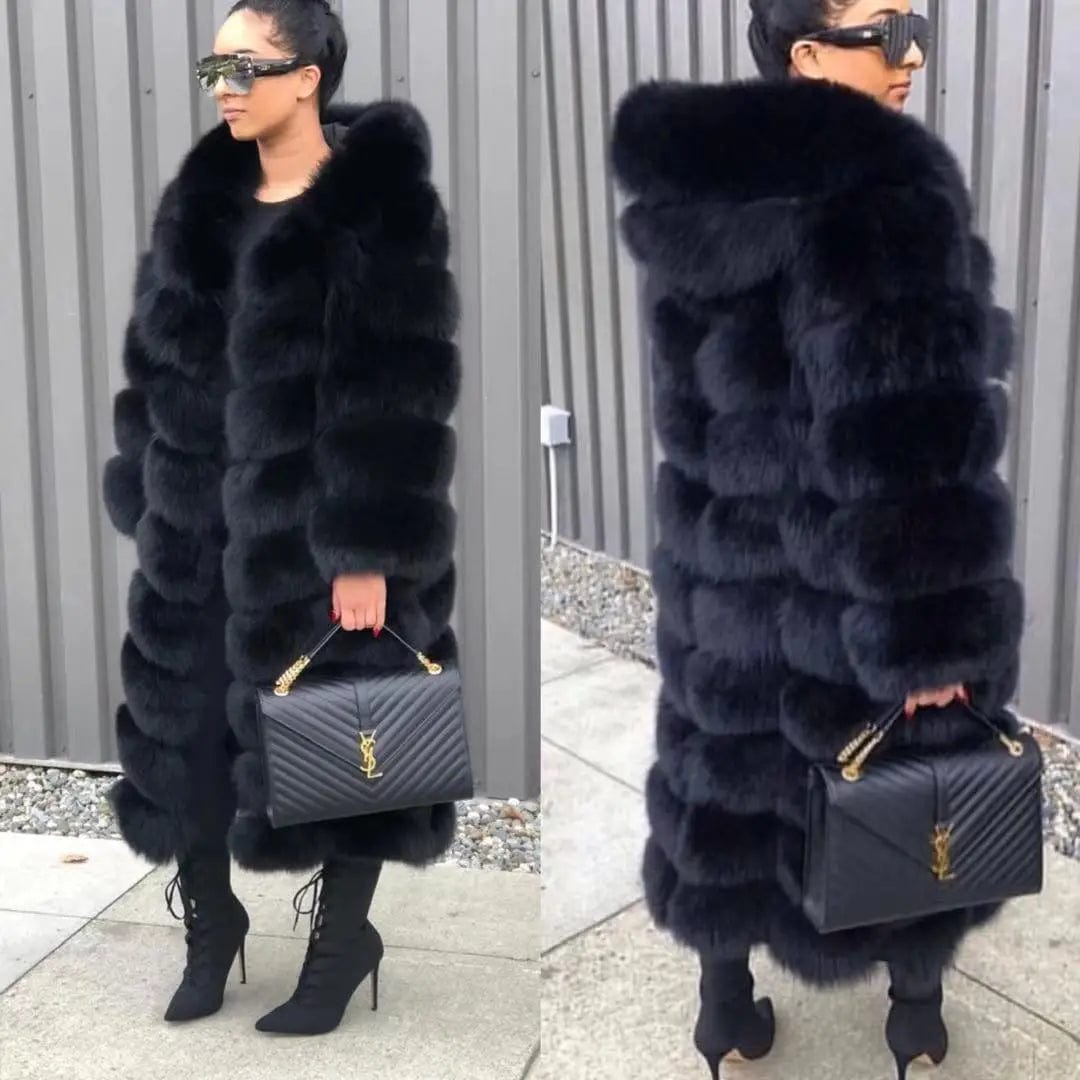 OEM wholesale  Bubble Fox  fur coat women winter long faux fur jacket custom Fluffy women faux fur hoodies