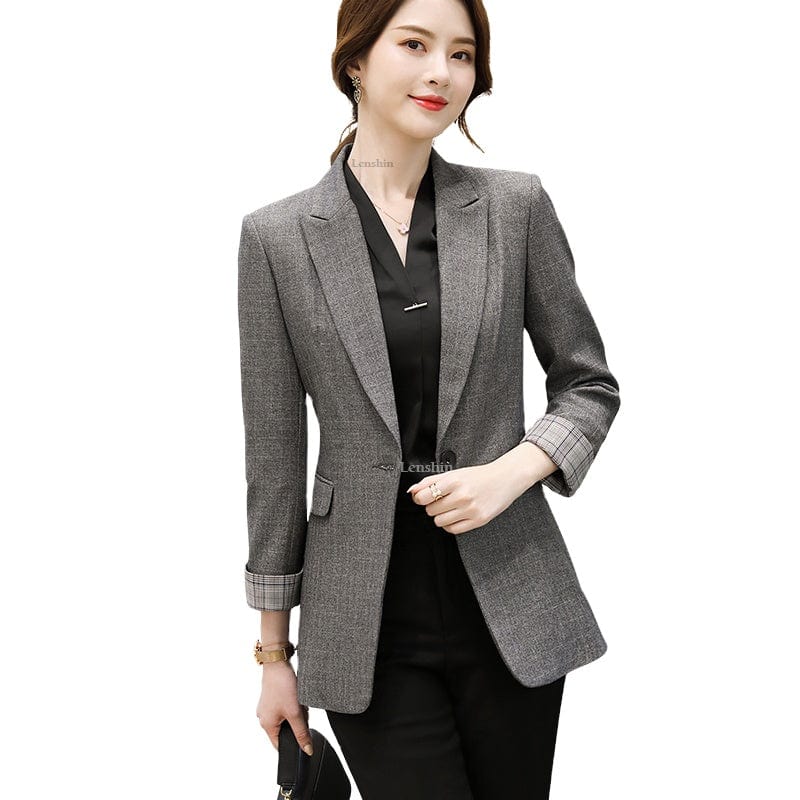 OEM Wholesale Dropship High-quality England Style Plaid Blazer Coat with Pocket for Women Single Button Fashion Outwear Jacket