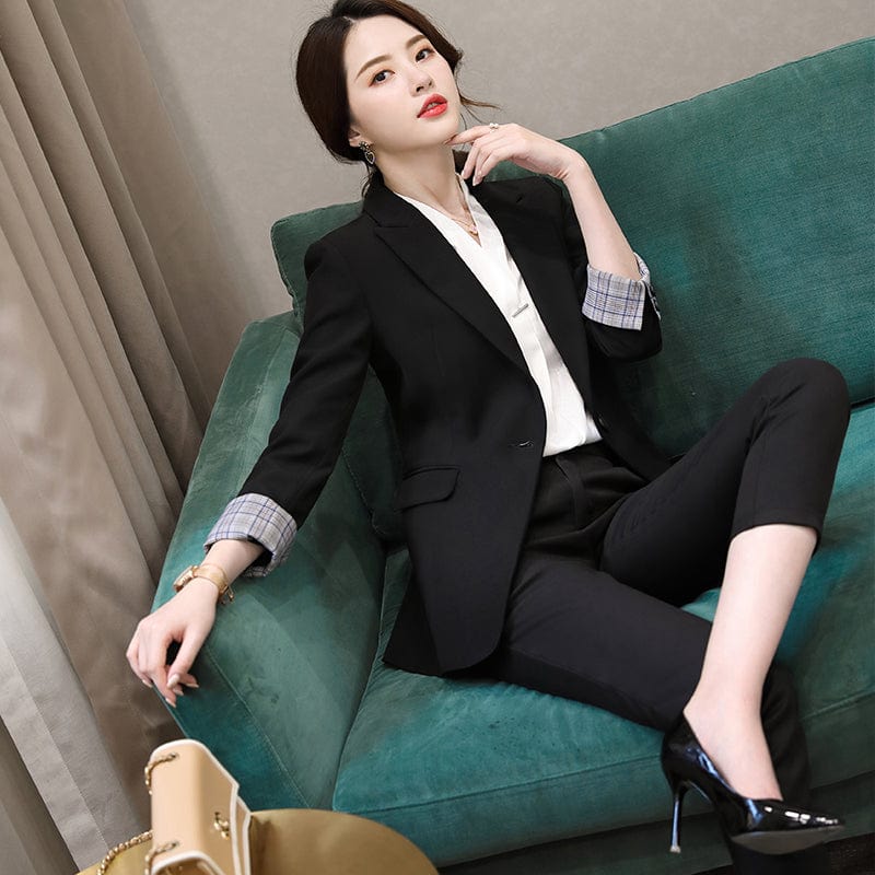 OEM Wholesale Dropship High-quality England Style Plaid Blazer Coat with Pocket for Women Single Button Fashion Outwear Jacket