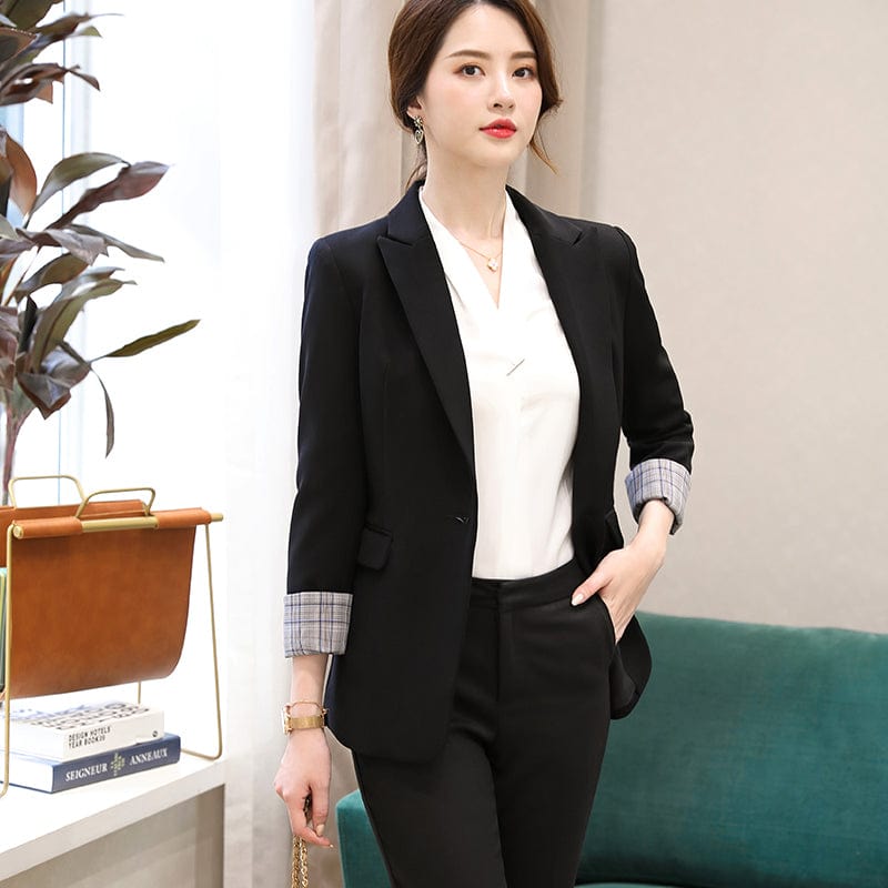OEM Wholesale Dropship High-quality England Style Plaid Blazer Coat with Pocket for Women Single Button Fashion Outwear Jacket