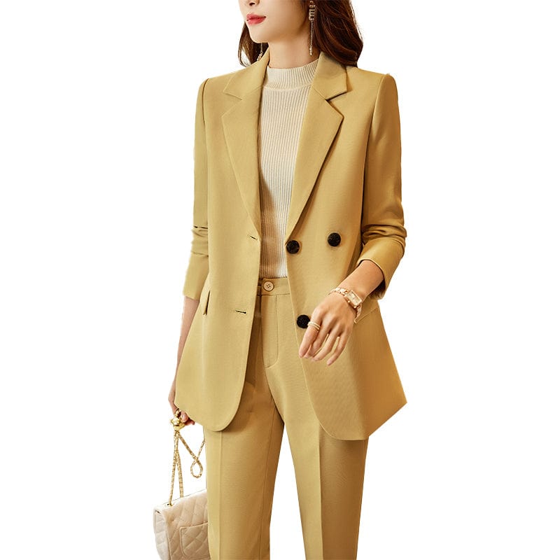 OEM Wholesale High-quality 2 Piece Set for Women Business Office Lady Work Wear Two Button Clothes Blazer with Trousers