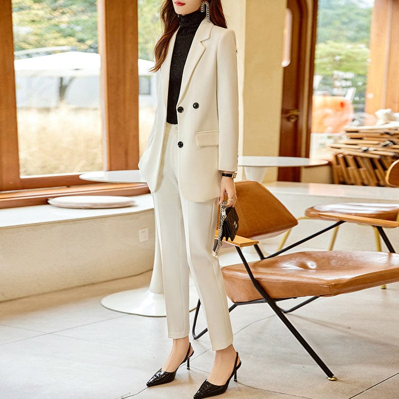 OEM Wholesale High-quality 2 Piece Set for Women Business Office Lady Work Wear Two Button Clothes Blazer with Trousers