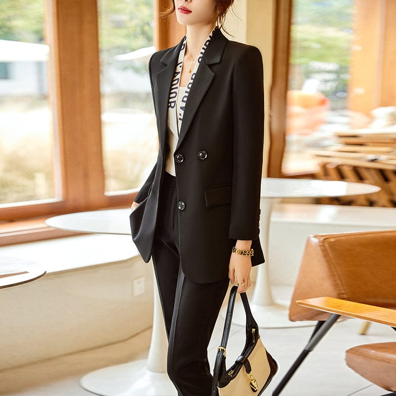 OEM Wholesale High-quality 2 Piece Set for Women Business Office Lady Work Wear Two Button Clothes Blazer with Trousers