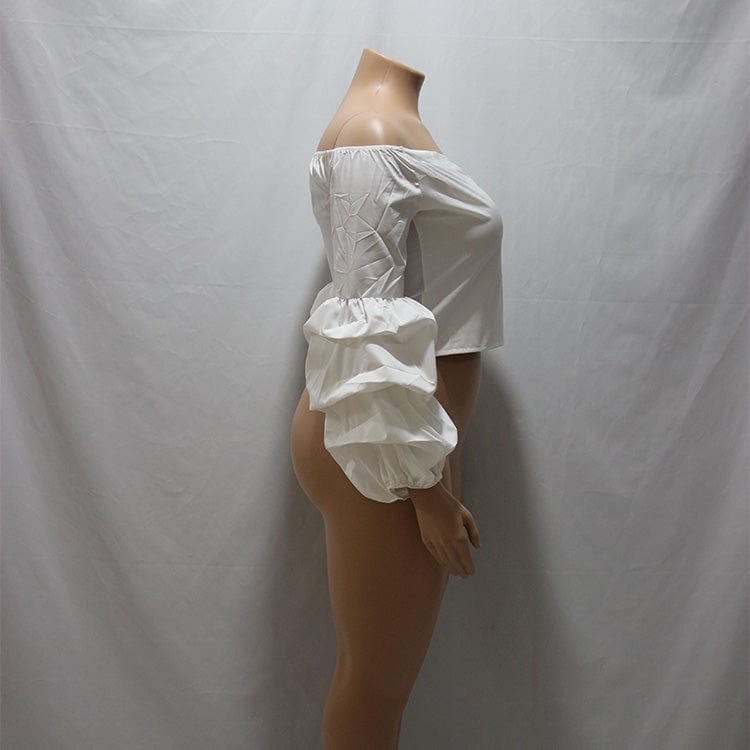Off shoulder large size women's sexy lantern sleeves blouse tops