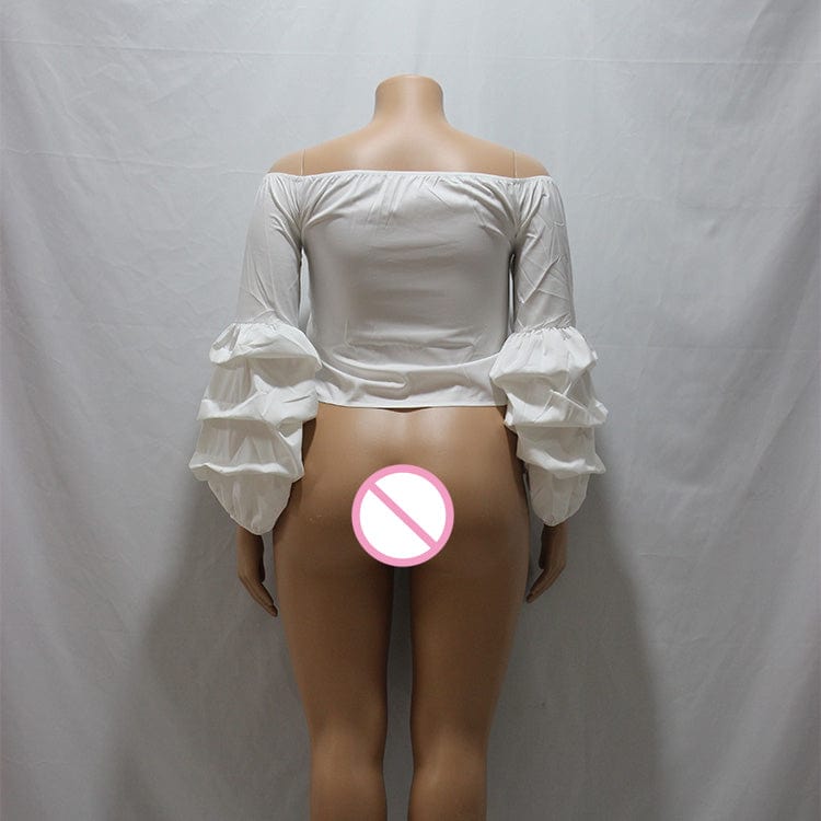 Off shoulder large size women's sexy lantern sleeves blouse tops