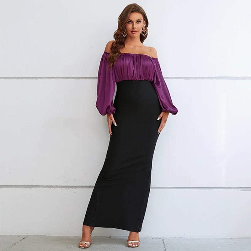 Off-the-shoulder bubble long-sleeved dress Vestidos de Fiesta Stylish Women's Party Dresses