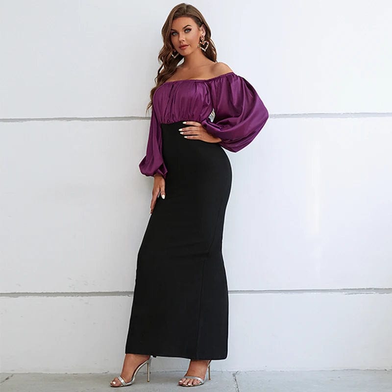 Off-the-shoulder bubble long-sleeved dress Vestidos de Fiesta Stylish Women's Party Dresses