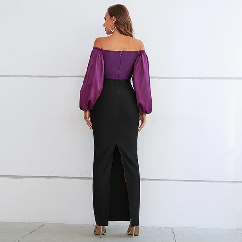 Off-the-shoulder bubble long-sleeved dress Vestidos de Fiesta Stylish Women's Party Dresses