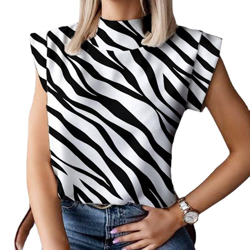 Office Casual Letter Print Shirt Blouse Woman Summer Fashion O-neck Short Sleeve Shirts For Women 2023 Elegant Slim Striped Top