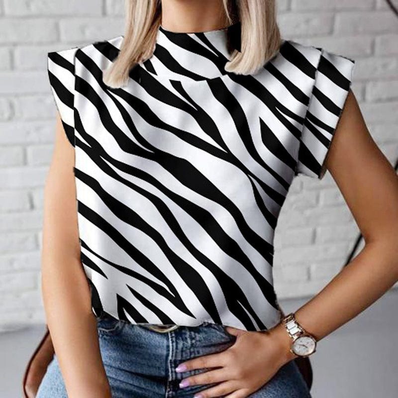 Office Casual Letter Print Shirt Blouse Woman Summer Fashion O-neck Short Sleeve Shirts For Women 2023 Elegant Slim Striped Top