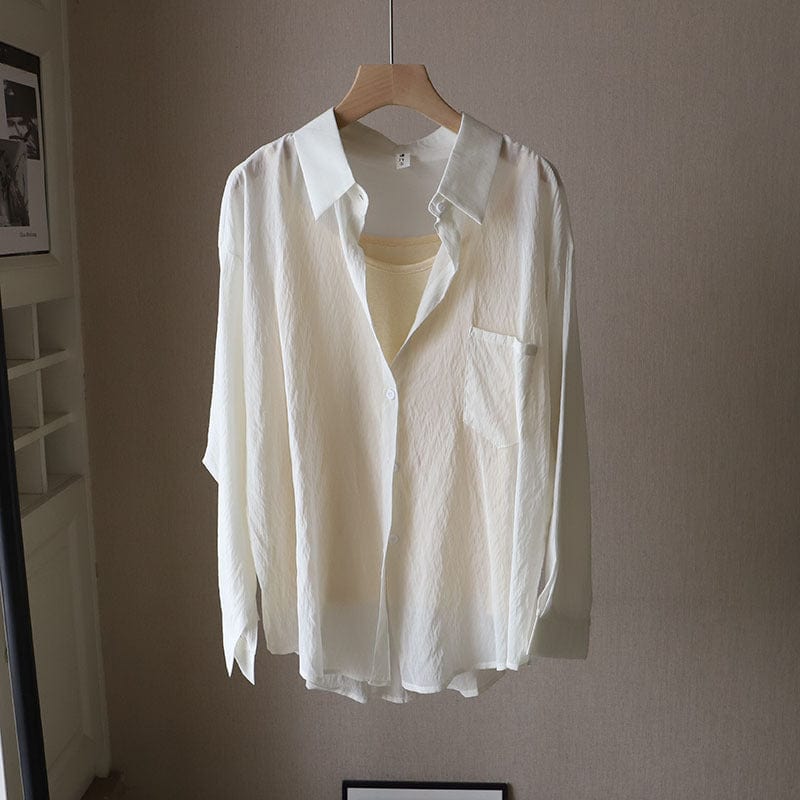 Office Smart Plain White Button up Shirt for Ladies