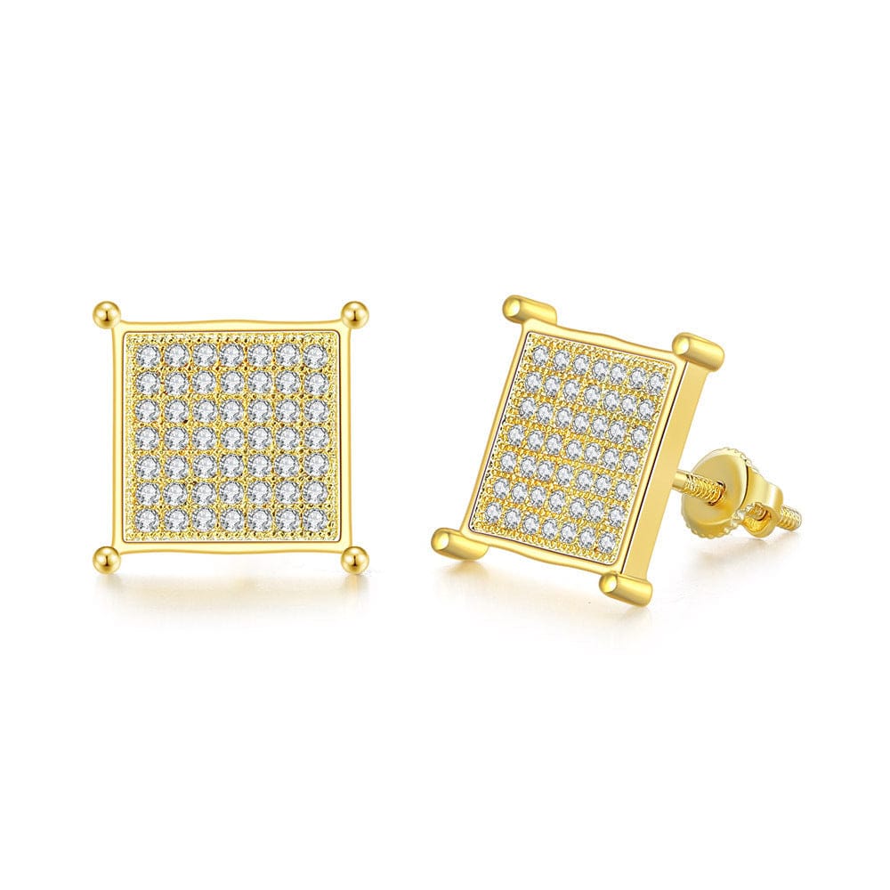 OHE112-2 G HOYON Hip hop white gemstone zircon stud earrings for men and women  full diamond and gold thread jewelry
