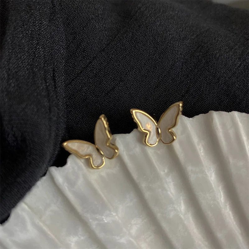 Oil Painting Green Butterfly Alloy Small Stud Earrings Handmade Charm Women Girl Trendy Simple Ear Studs Jewelry