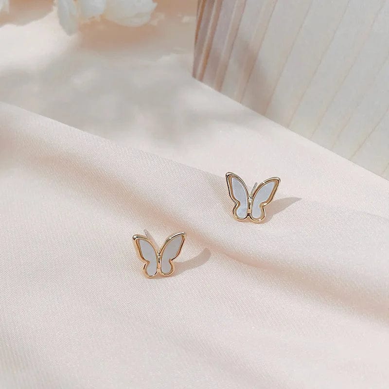 Oil Painting Green Butterfly Alloy Small Stud Earrings Handmade Charm Women Girl Trendy Simple Ear Studs Jewelry
