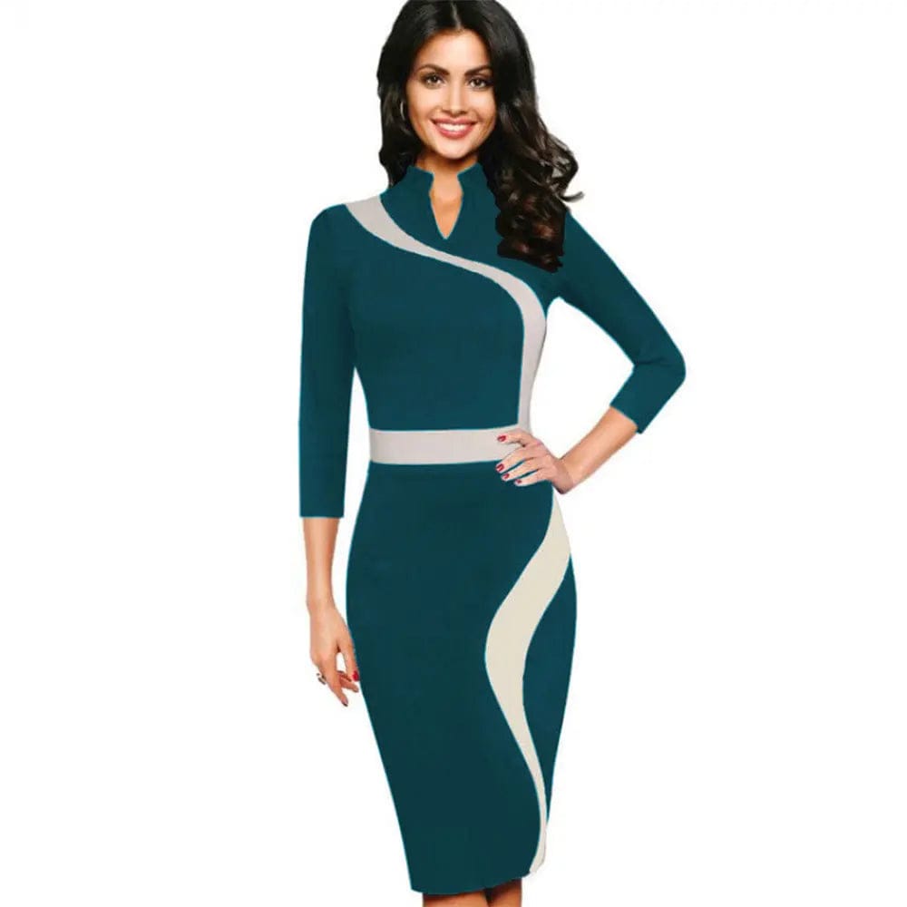 OL Women Ladies Office Dress Clothes Knee-length Bodycon Slim Pencil Party Dress