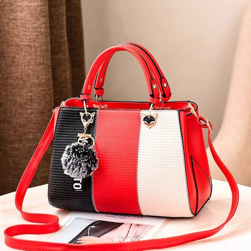 OLB044 Hairball Pendant Women Handbags Crossbody Shoulder Ladies Leather Handbags Tassel Patchwork Fashion Women Messenger Bags