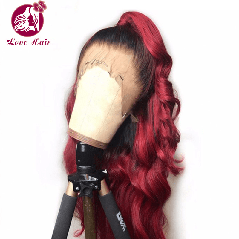 Ombre 1b 27 color Brazilian Body Wave 5*5  Closure Wig Human Hair 99j Lace Frontal Pre Plucked HD Lace Wig For Women