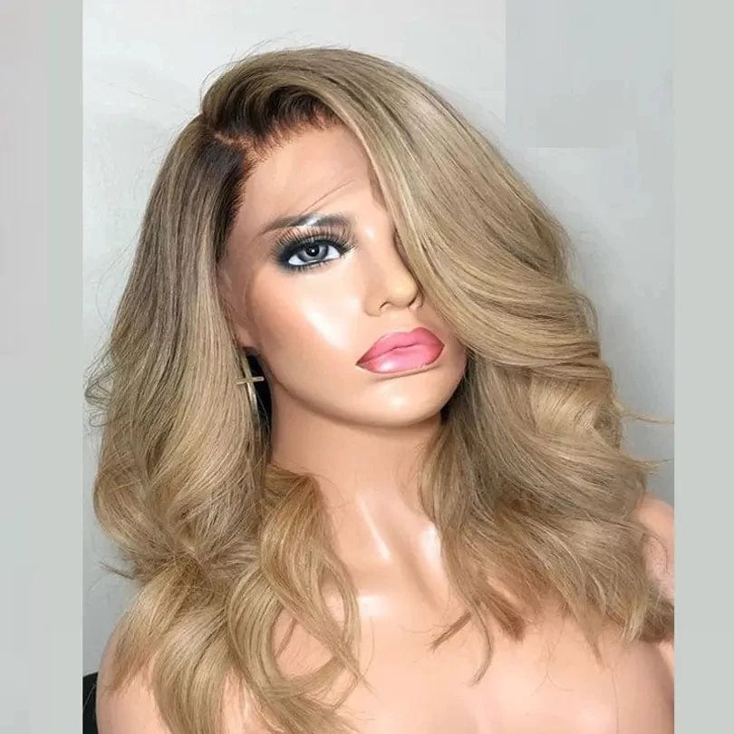 Ombre #1B #27 Transparent 13*4 Lace Front Wig Human Hair Side Part 8--28 Inch Body Wave For Woman