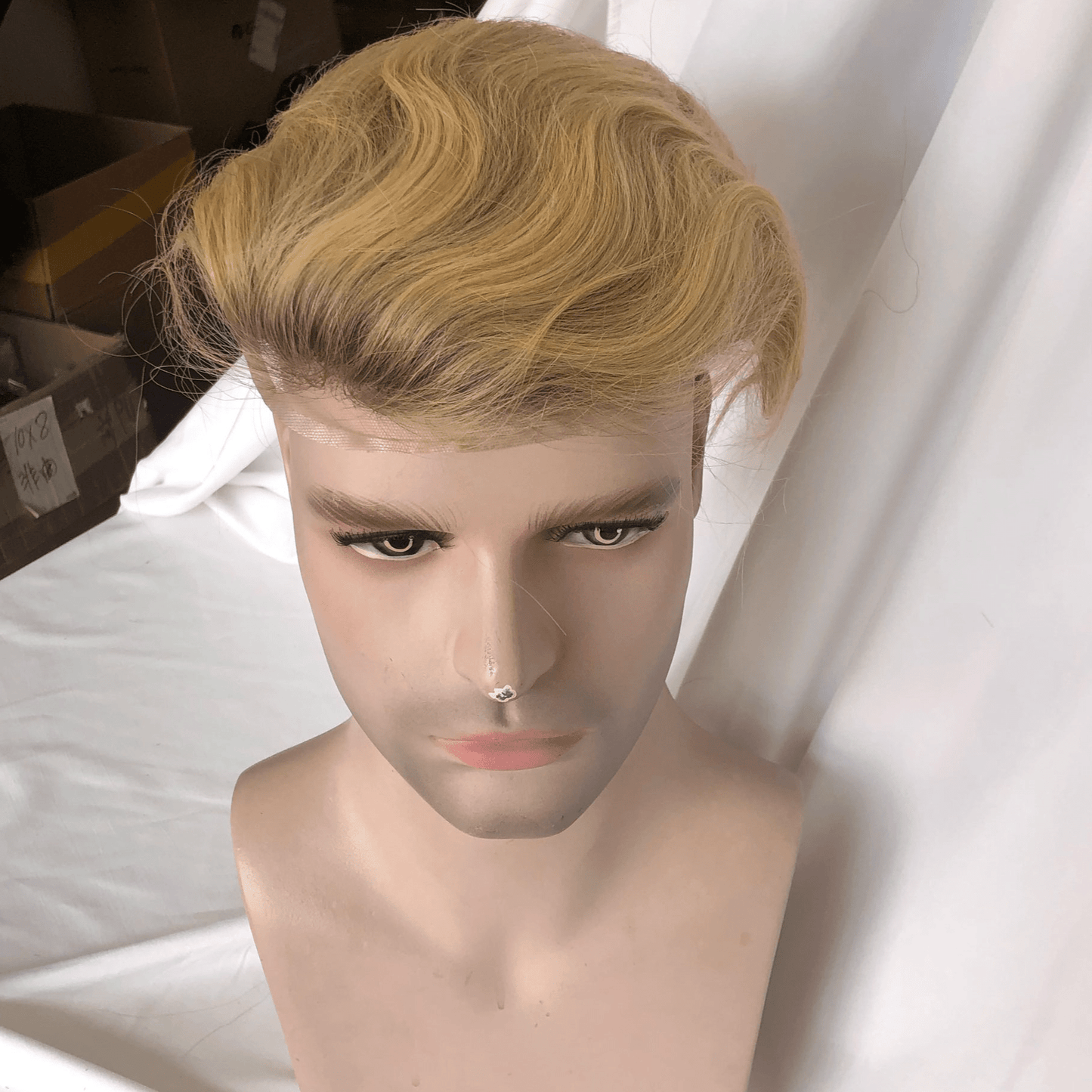 Ombre Blonde 4T22 Toupee Lace with PU Brazilian Hair Mens Toupee 100% Human Hair Man Toupee Hair System