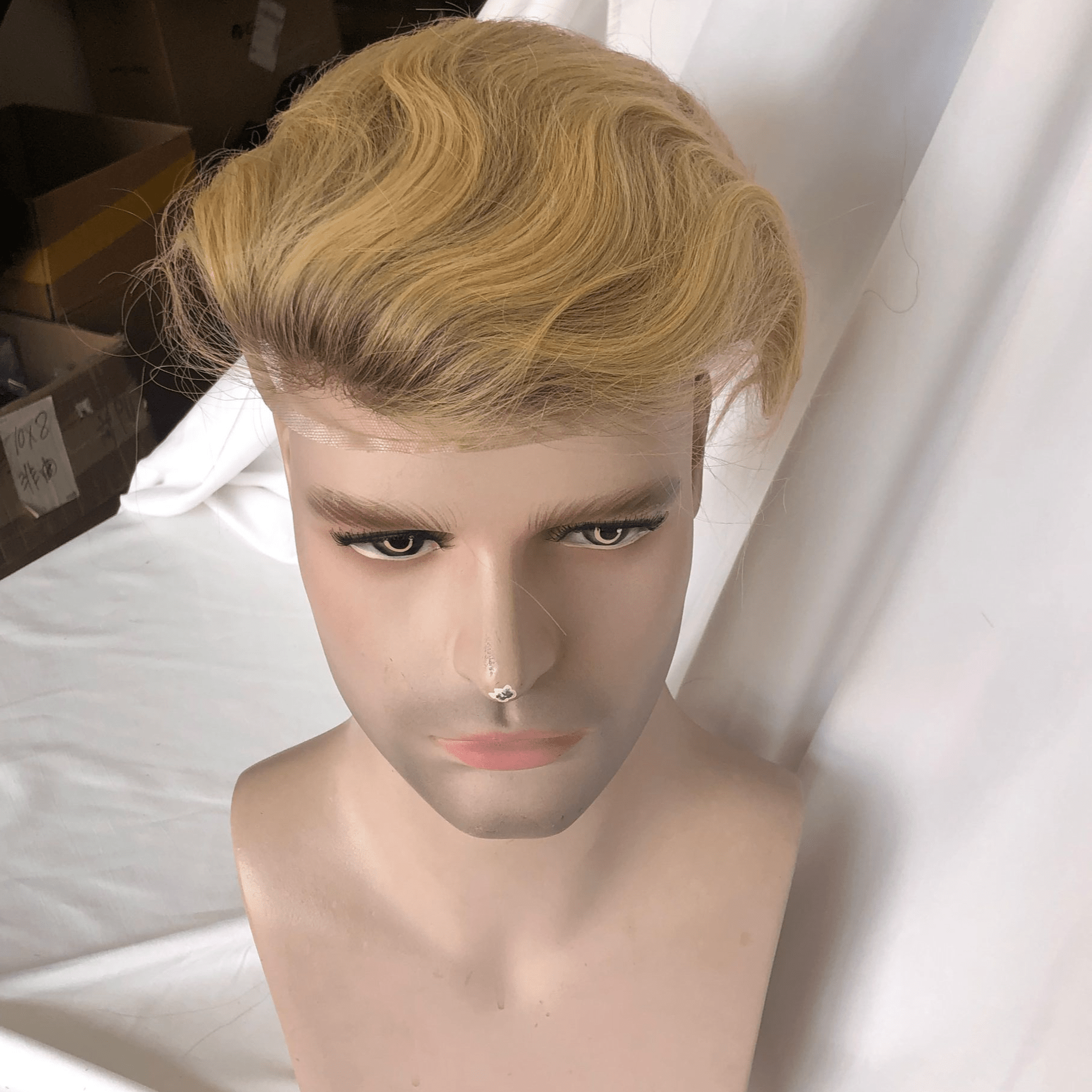 Ombre Blonde 4T22 Toupee Lace with PU Brazilian Hair Mens Toupee 100% Human Hair Man Toupee Hair System