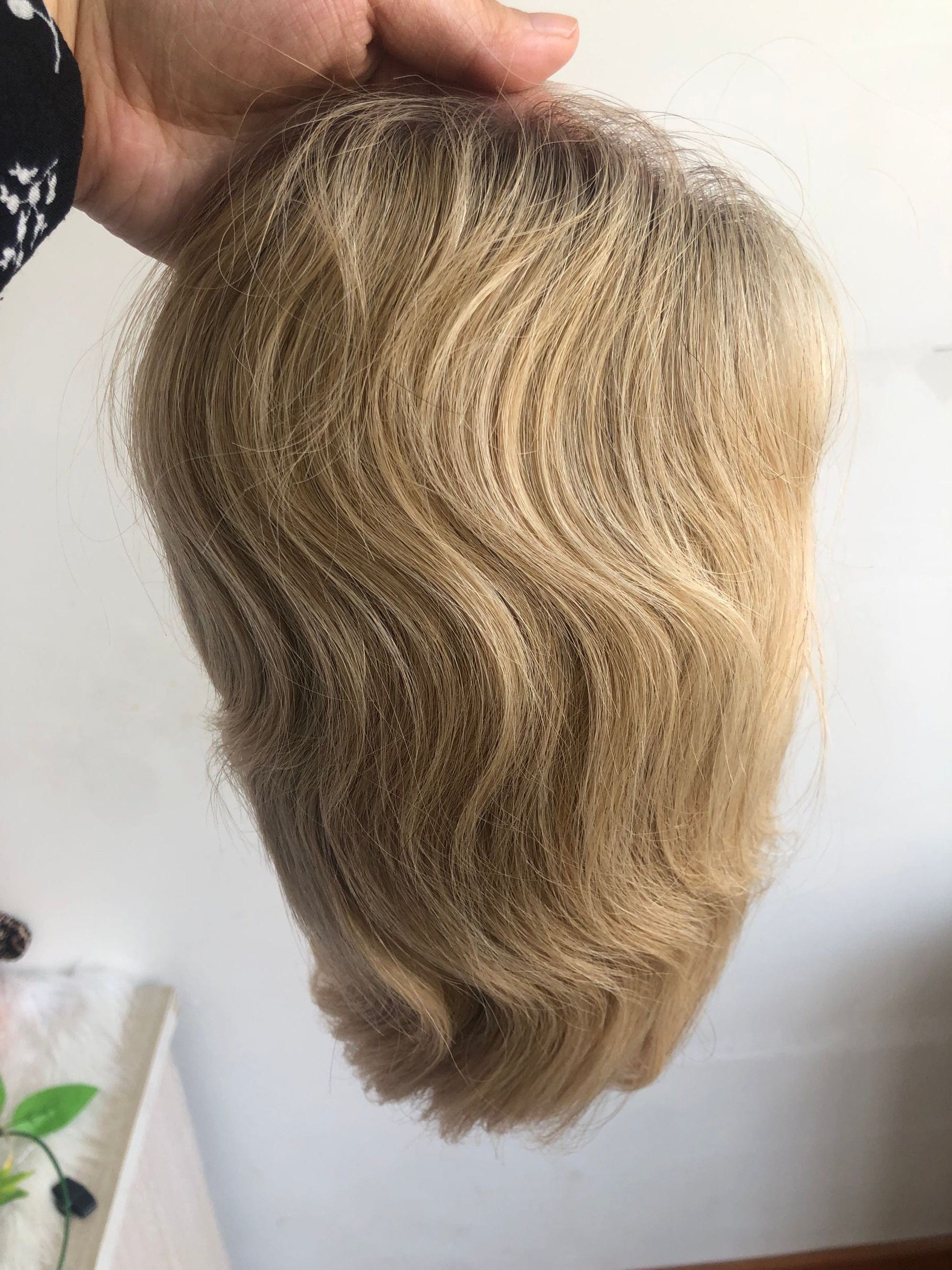 Ombre Blonde 4T22 Toupee Lace with PU Brazilian Hair Mens Toupee 100% Human Hair Man Toupee Hair System