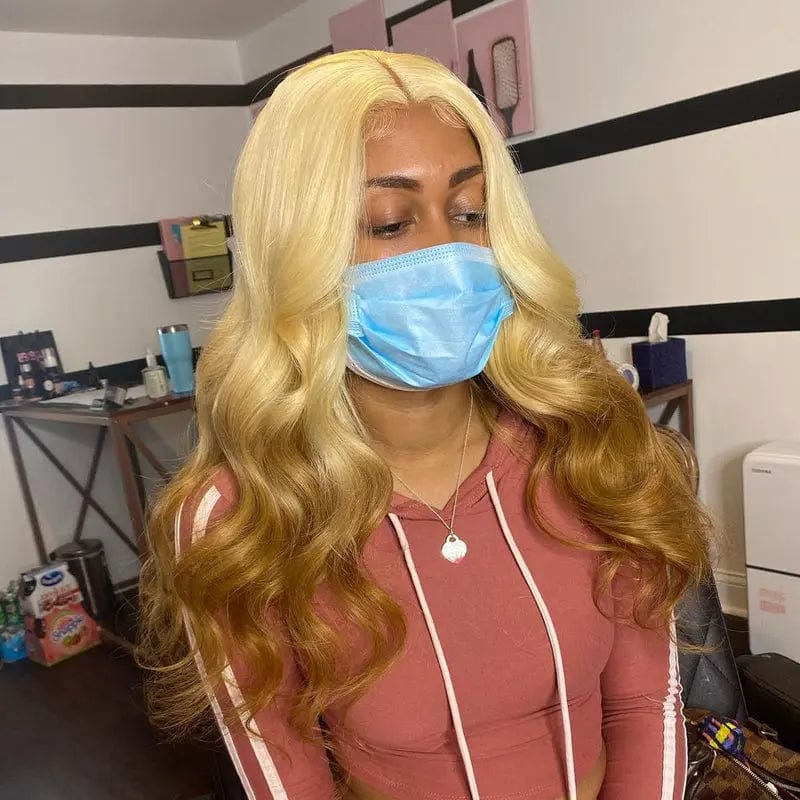 Ombre Brown Blonde Body Wave Wig 613 Lace Part Wig HD Lace 28 inch Colored Frontal Human Hair Wig Full Preplucked