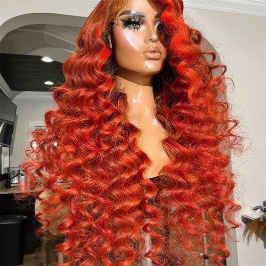 Ombre Colored Loose Wave 13X4 Transparent HD Lace Front Human Hair Wigs 613 Blonde Colored Wigs For Women Pre Plucked Lace Wig