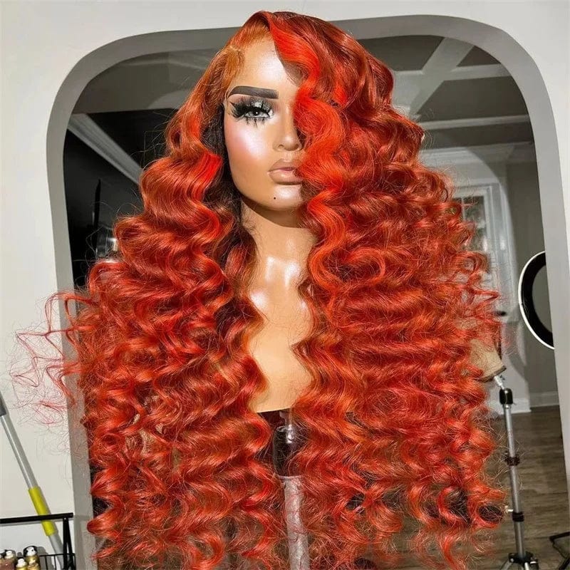 Ombre Colored Loose Wave 13X4 Transparent HD Lace Front Human Hair Wigs 613 Blonde Colored Wigs For Women Pre Plucked Lace Wig