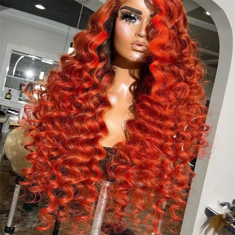 Ombre Colored Loose Wave 13X4 Transparent HD Lace Front Human Hair Wigs 613 Blonde Colored Wigs For Women Pre Plucked Lace Wig
