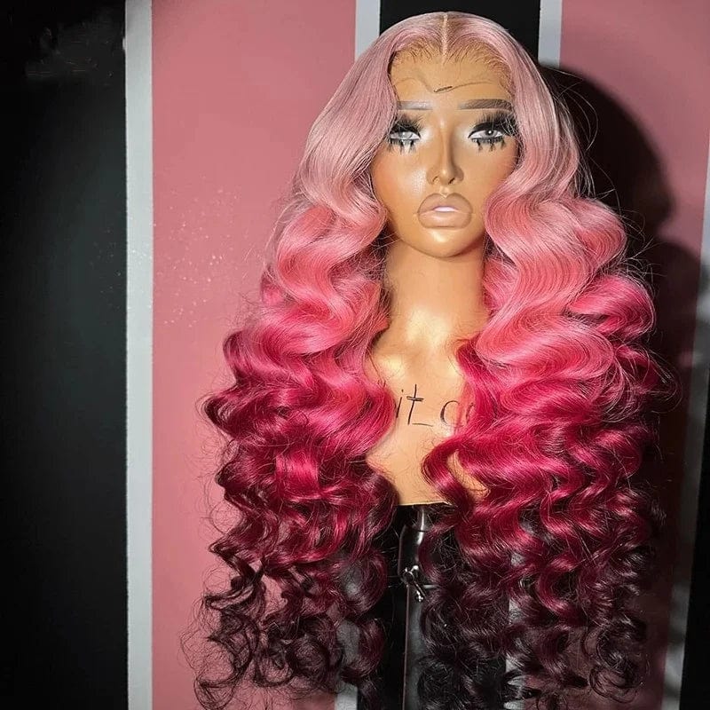 Ombre Colored Loose Wave 13X4 Transparent HD Lace Front Human Hair Wigs 613 Blonde Colored Wigs For Women Pre Plucked Lace Wig