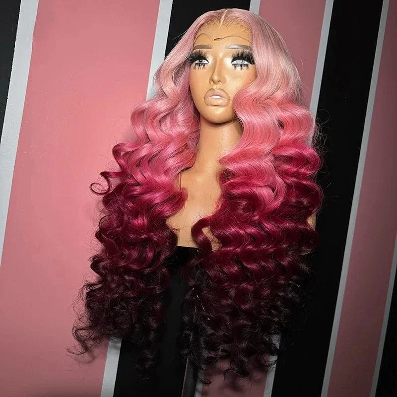 Ombre Colored Loose Wave 13X4 Transparent HD Lace Front Human Hair Wigs 613 Blonde Colored Wigs For Women Pre Plucked Lace Wig