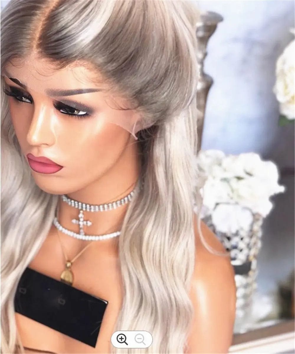 Ombre Lightest Blonde Color Middle Part Body Wave Brazilian Pre-plucked Human Hair Lace Front Wigs