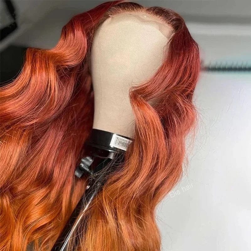 Ombre Orange Color Body Wave 13*4 Lace Frontal Wig Brazilian Virgin Human Hair Wig Cuticle Aligned Glueless For Women