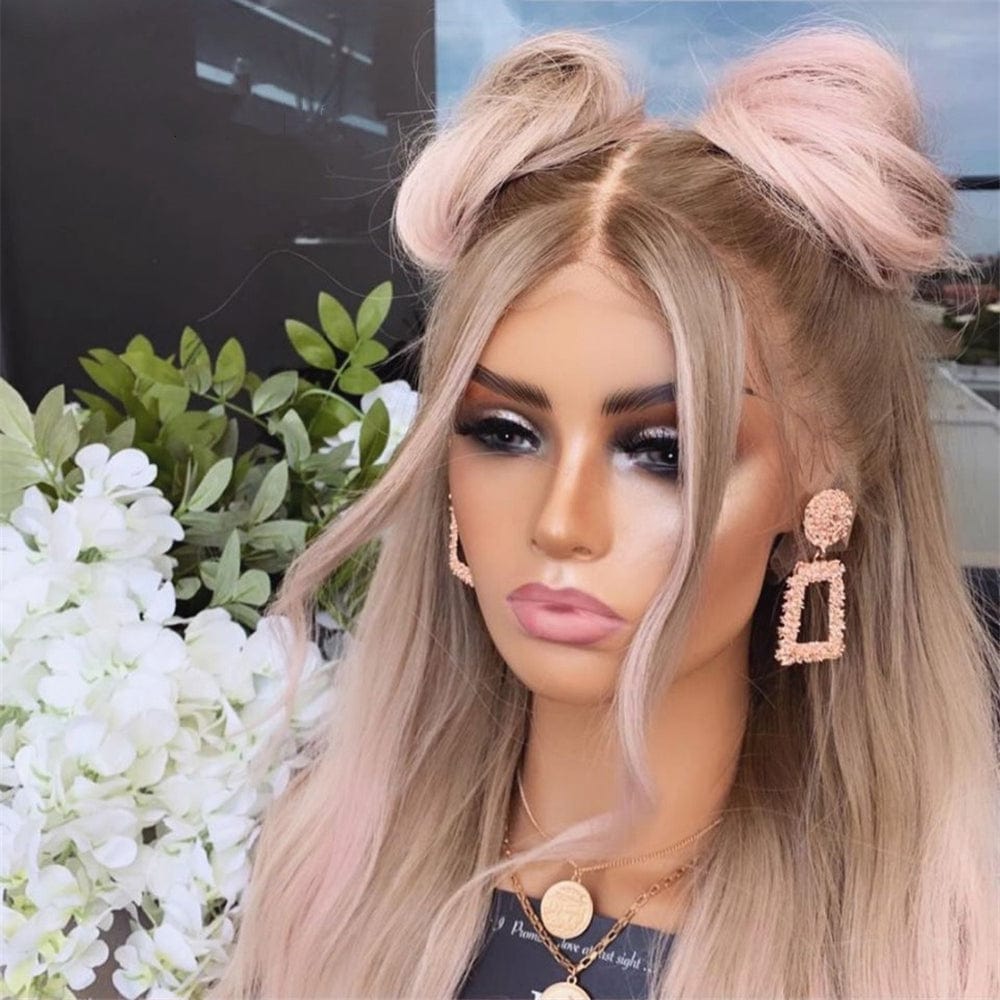 Ombre Pink Transparent Pre Plucked Lace Frontal Human Hair Wigs Body Wave Glueless Remy Brazilian Human Hair Wigs With Baby Hair