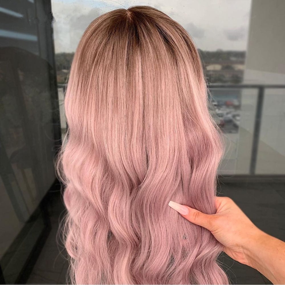 Ombre Pink Transparent Pre Plucked Lace Frontal Human Hair Wigs Body Wave Glueless Remy Brazilian Human Hair Wigs With Baby Hair