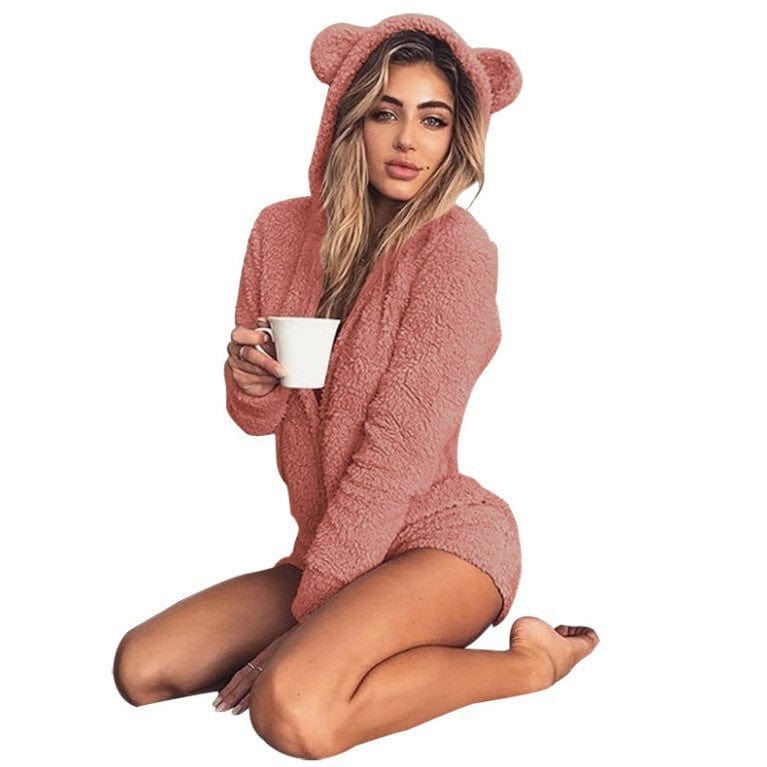 omen Clothes Dropshipping Solid Cute Rompers Teddy Bear Onesie Velour Fuzzy Loungewear Fluffy Sleepwear Pajamas Women Pyjamas