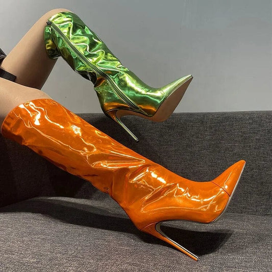 On Sale handmade reflective neon pink leather custom private logo women shoes boots spring 2022