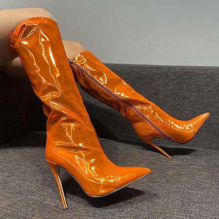 On Sale handmade reflective neon pink leather custom private logo women shoes boots spring 2022