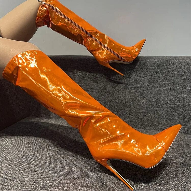 On Sale handmade reflective neon pink leather custom private logo women shoes boots spring 2022