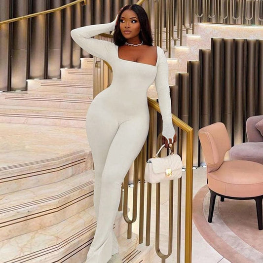 one piece 10622 Long Sleeve Square Collar Knitting Stretchy One Piece Winter Jumpsuit 2022 New Bodysuit Wholesale Casual Women Clothes